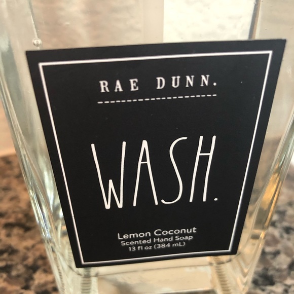 Rae Dunn WASH Glass Bottle Black Label Hand Soap - Picture 2 of 4